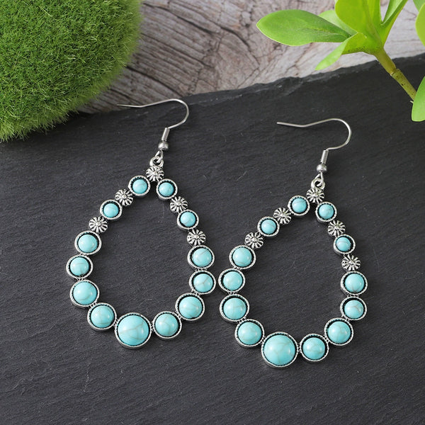 Teardrop Flower Turquoise Earrings