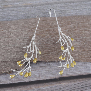 Fire Tree and Silver Flower Earrings