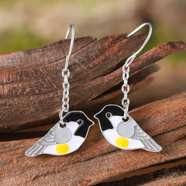 Vintage Drip Oil Small Sparrow Dangle Earrings