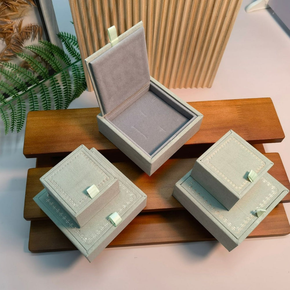 Premium Mint Green Wooden Jewelry Box with Rose Gold Trim