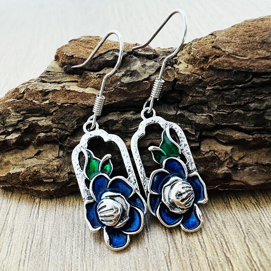 Vintage Openwork Floral Dangle Earrings