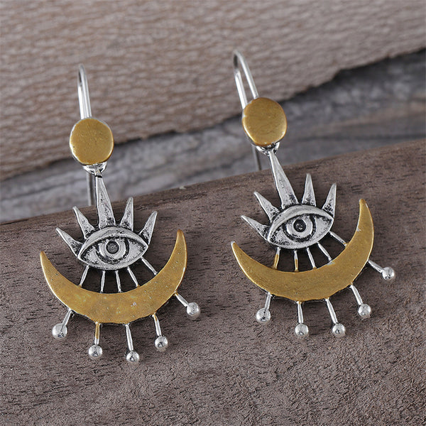 Personalized Eye of Horus Moon Earrings