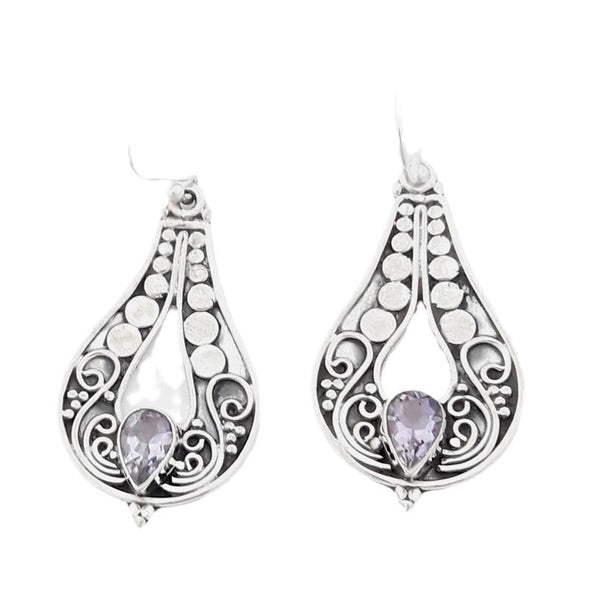 Vintage Sculpted Purple Gemstone Earrings