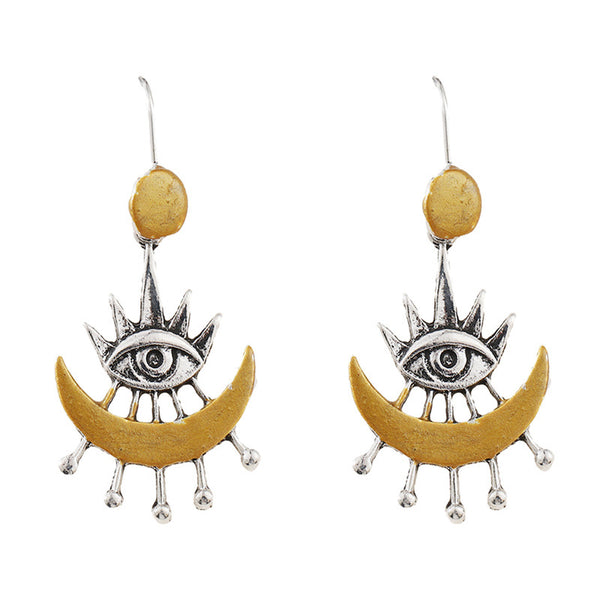 Personalized Eye of Horus Moon Earrings