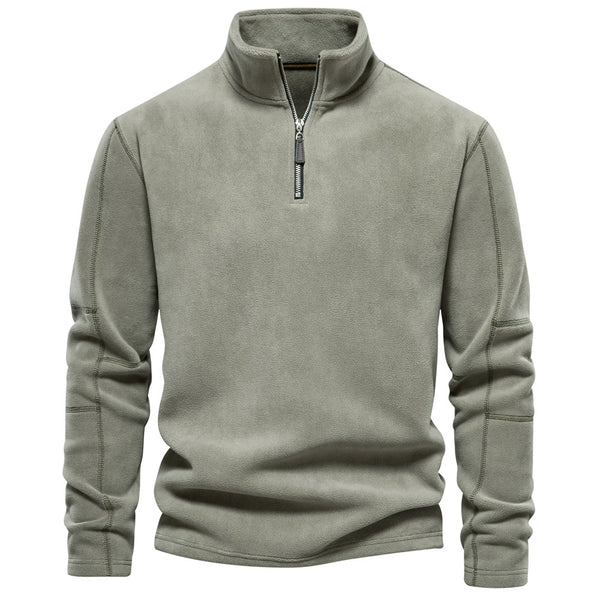 Men's Stand Collar Half-Zip Long Sleeve Sweatshirt Stand Collar Fleece Top