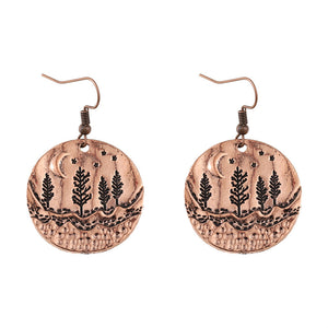 Ethnic Style Moon and Star Dangle Earrings