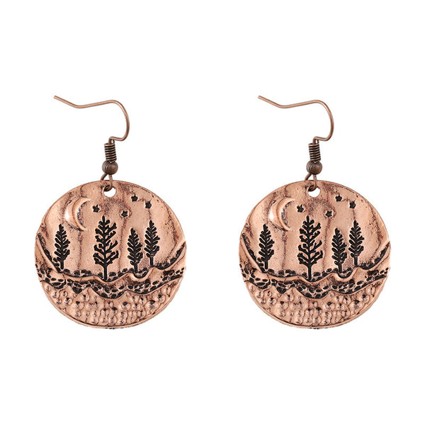 Ethnic Style Moon and Star Dangle Earrings