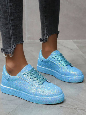 Sequins Lace Up Sneakers