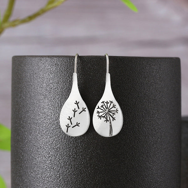 Floral Dandelion Asymmetrical Earrings