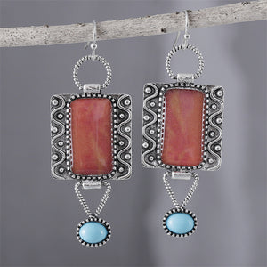 Vintage Alloy Turquoise Pendant Earrings