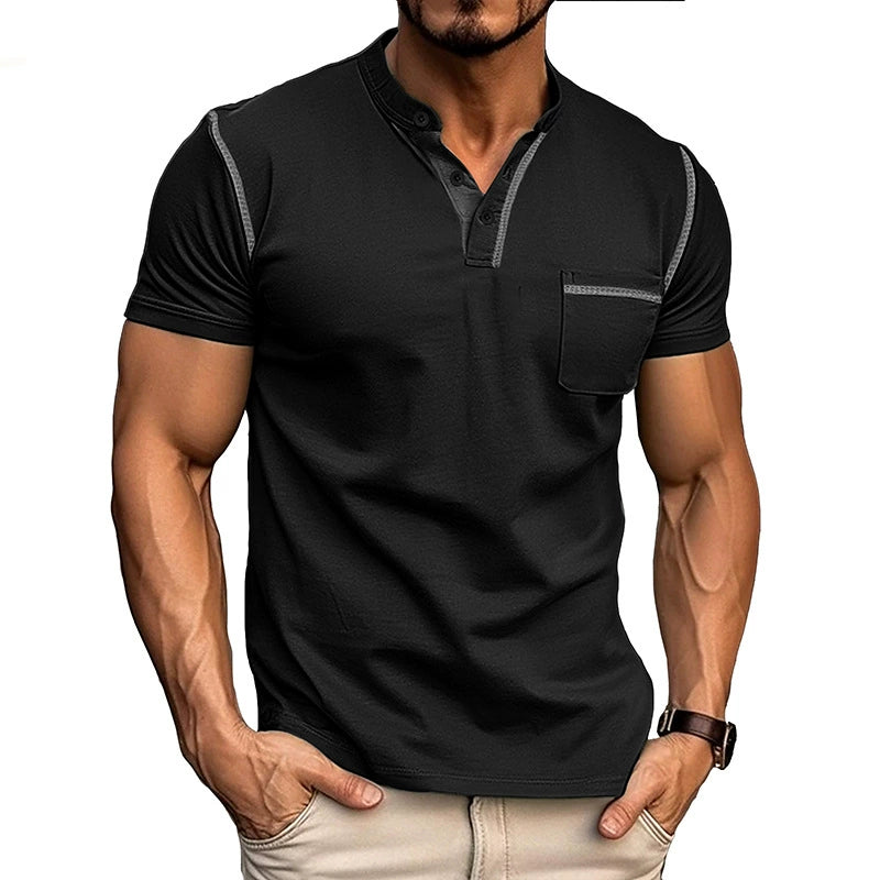 Men's American Retro Henley T-Shirt