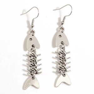 Tide Cool Fish Bone Fish Thorn Earrings