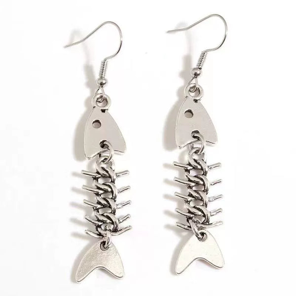 Tide Cool Fish Bone Fish Thorn Earrings