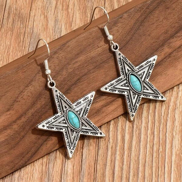 Creative Pentagram Turquoise Earrings