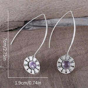 Personalized Disc Sun Dangle Earrings