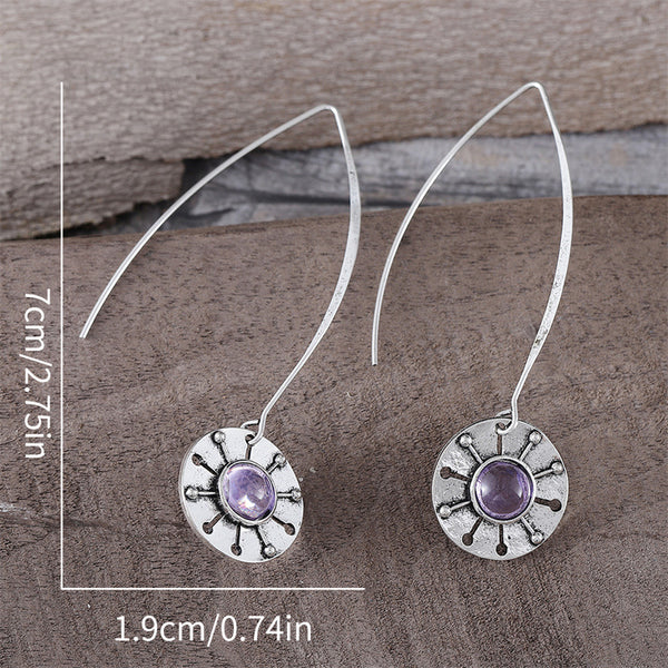 Personalized Disc Sun Dangle Earrings