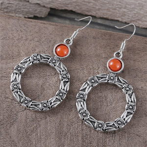 Fashion Retro Circle Small Flower Earrings Alloy Earrings