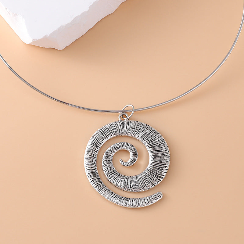 Geometric Spiral Pendant Collar