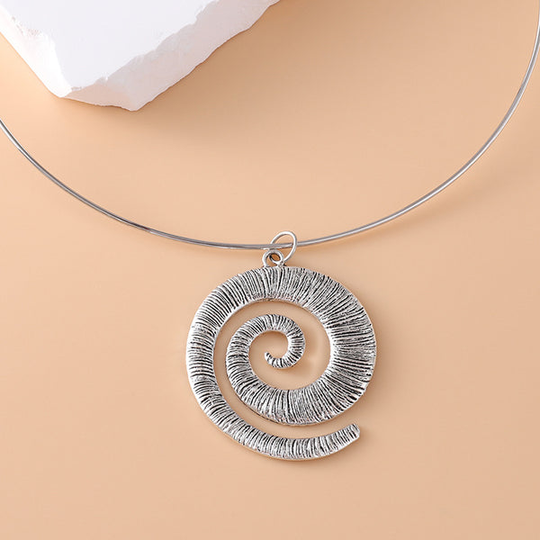 Geometric Spiral Pendant Collar