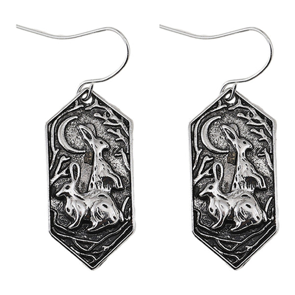 Carved Moon Vintage Carved Bunny Earrings