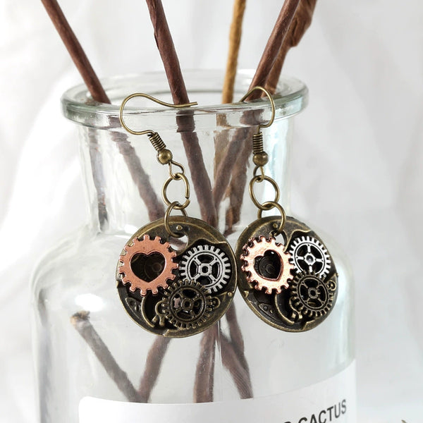 Punk Style Mechanical Gear Drop Earrings Earrings