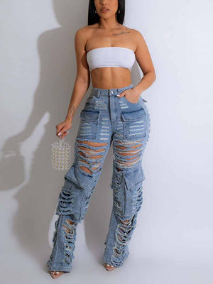 Distressed Cargo Jeans