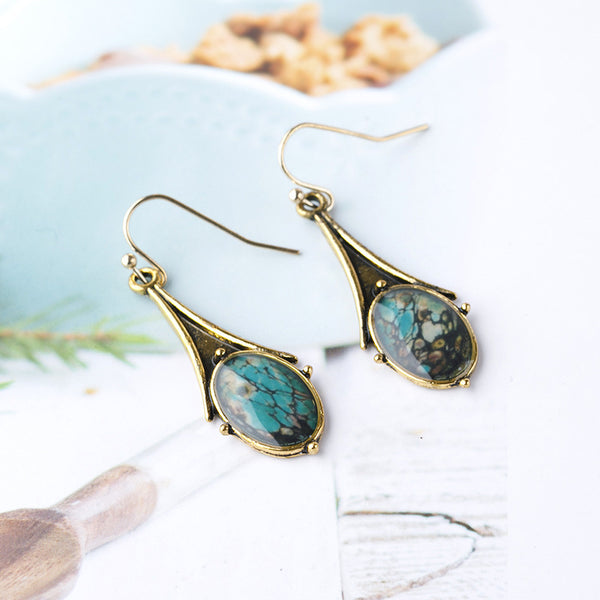 Vintage Gold Marble Earrings
