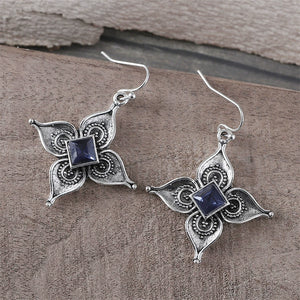Vintage Set Sapphire Flower Earrings