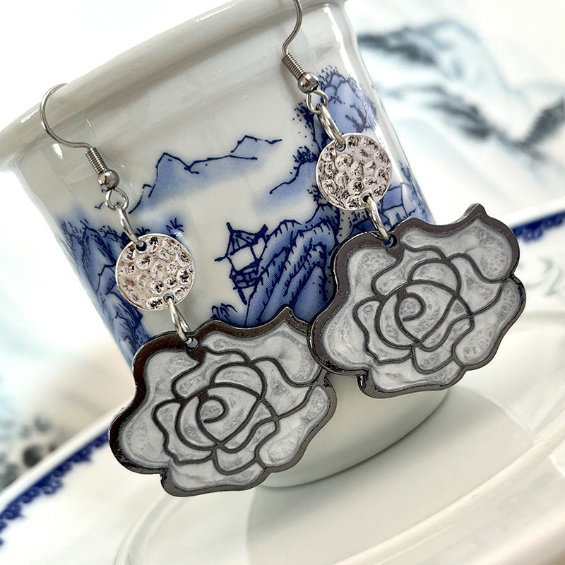 Vintage Simple Rose Dangle Earrings