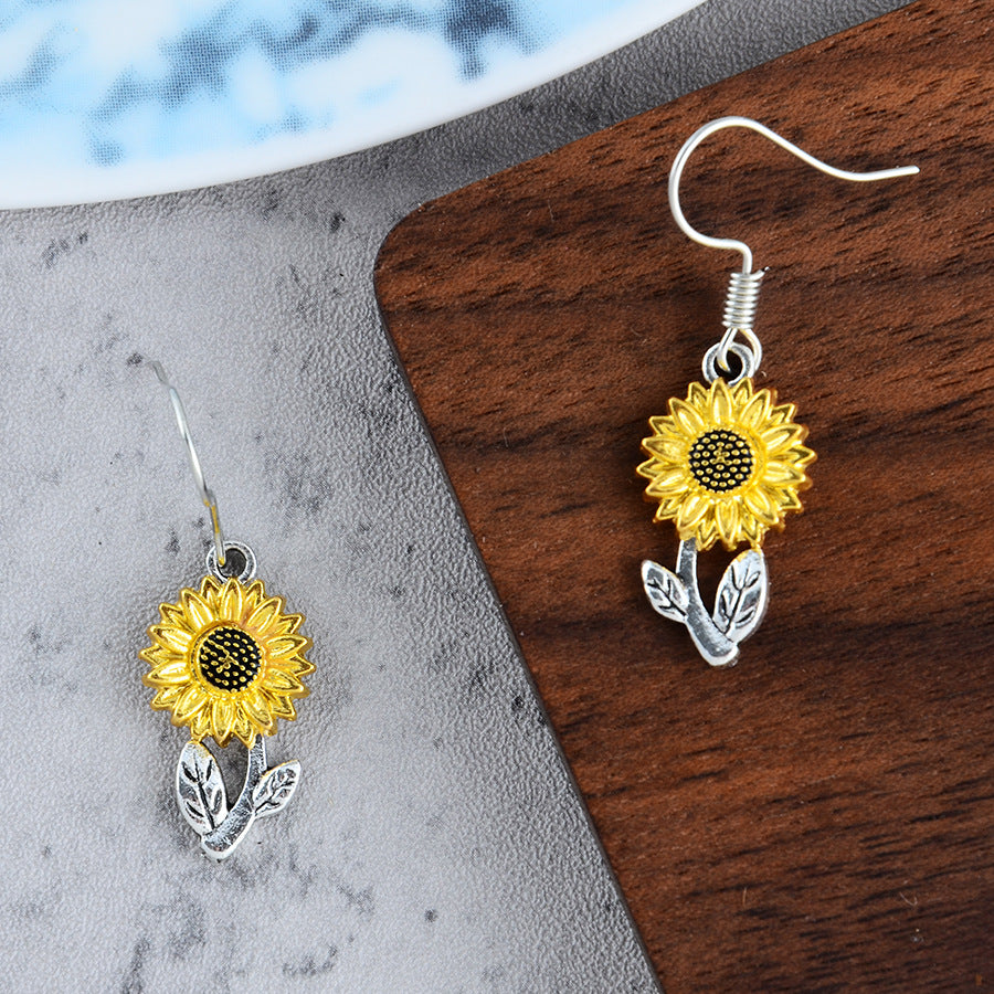 Vintage Simple Sunflower Earrings