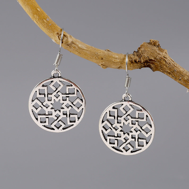 Ethnic Style Hollow Round Earrings