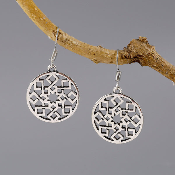 Ethnic Style Hollow Round Earrings