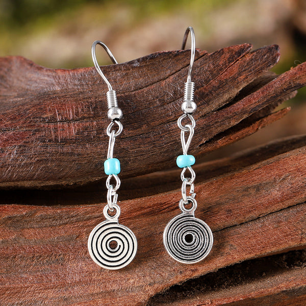 Bohemian Spiral Set Turquoise Dangle Earrings