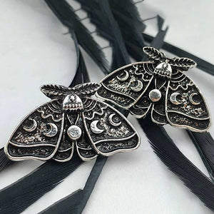 Moth Sun and Moon Carved Floral Earrings