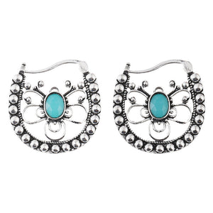 Retro Hollowing Design Emerald Earrings