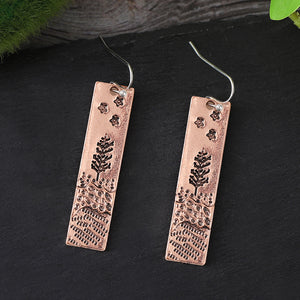 Square Woods Flower Earrings