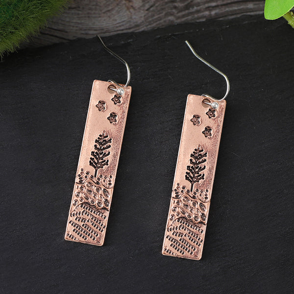 Square Woods Flower Earrings
