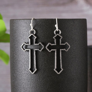 Exaggerated Cutout Cross Earrings