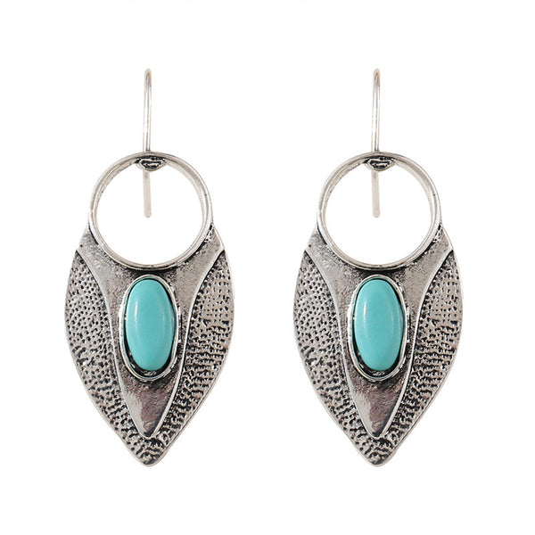 Ethnic Style Turquoise Teardrop Earrings