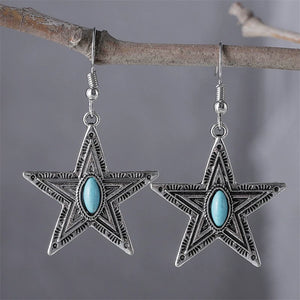 Creative Pentagram Turquoise Earrings