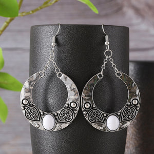 Geometric Circles Natural Stone Earrings
