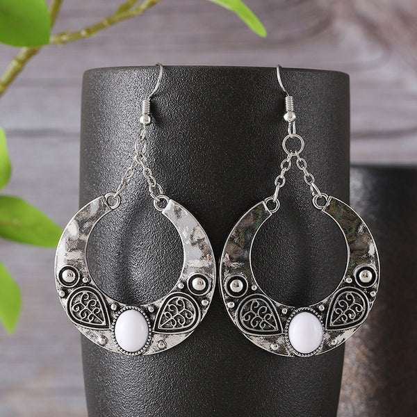 Geometric Circles Natural Stone Earrings