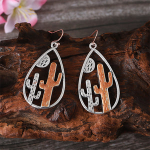 Two Color Desert Cactus Dangle Earrings