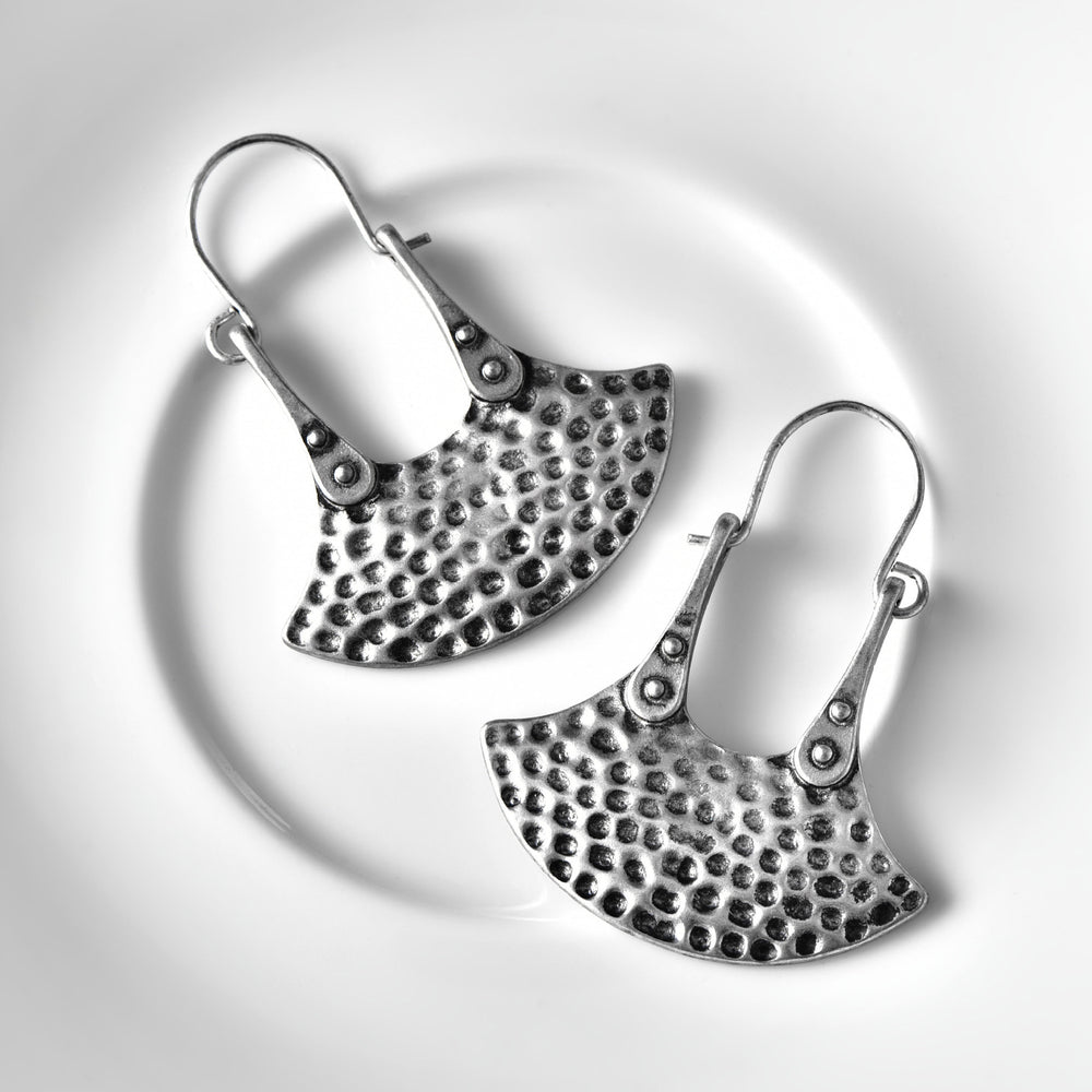 Vintage Ethnic Style Antique Silver Antique Bronze Fan Earrings