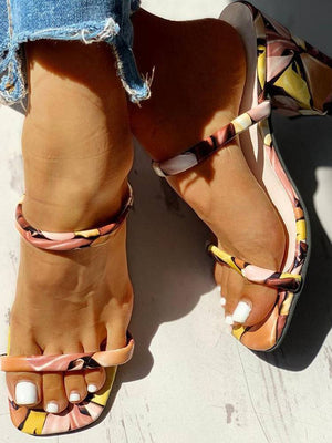 Chunky Heel Peep Toe PU Sandals