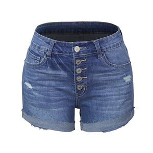 2021 new super hot amazon explosion elastic hole women denim shorts ebay explosion wish