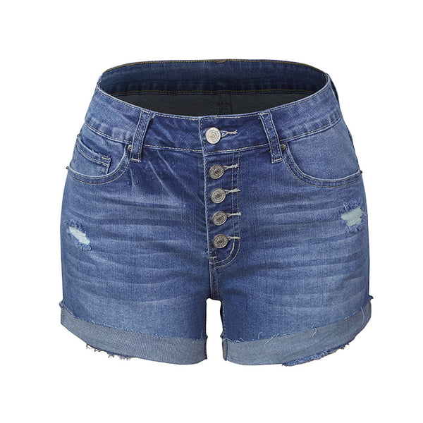 2021 new super hot amazon explosion elastic hole women denim shorts ebay explosion wish