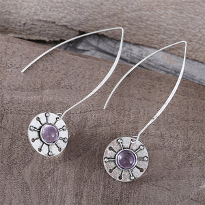 Personalized Disc Sun Dangle Earrings