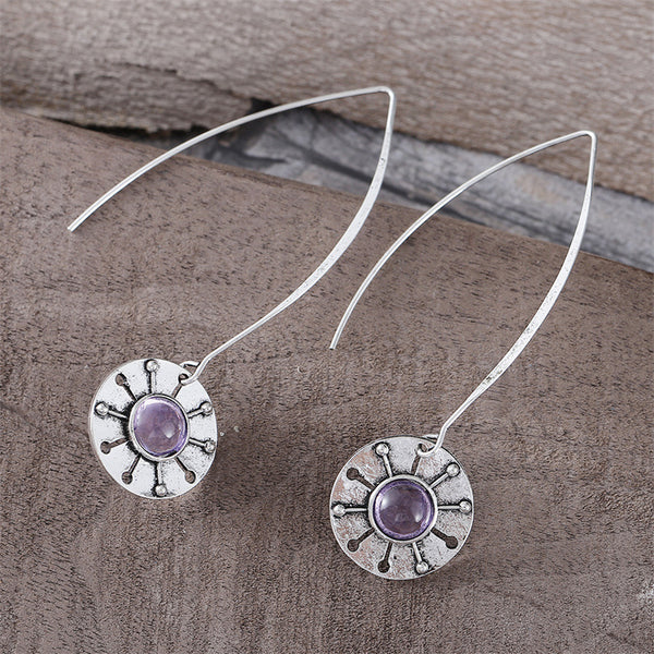 Personalized Disc Sun Dangle Earrings