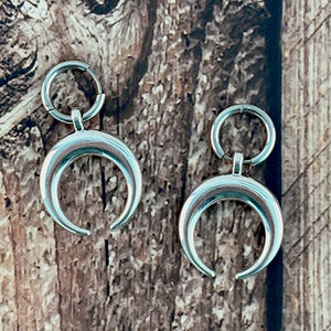 Stainless Steel Gothic Metal Crescent Moon Dangle Earrings